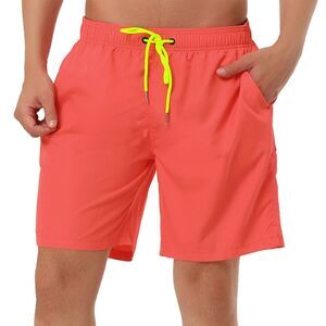 Solid Beach Shorts Drawstring Surfing Mesh Lining Swimwear Board Shorts Red